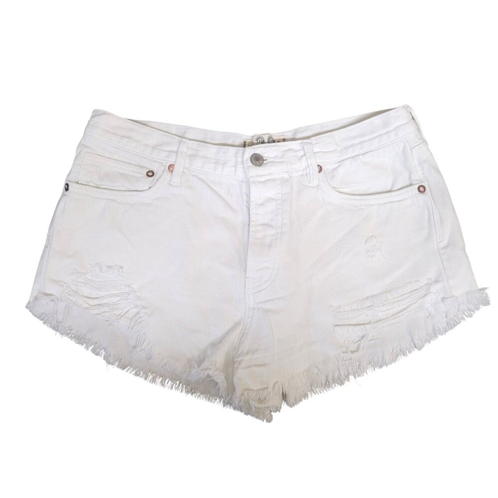 We The Free Shorts Women White 29‎ Loving Good Vibrations 2" Denim Free People